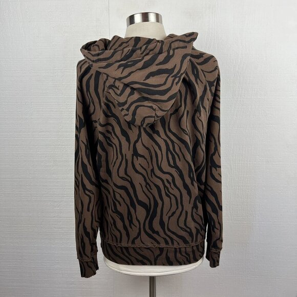 n:Philanthropy Hoodie M Womens Sicily Animal Print Brown Black Pocket Sweatshirt - Picture 3 of 10
